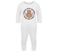 Hippowarehouse Cuddles with Grandma Make Me Happy Bear Hug Baby Romper All in one piece Unisex White