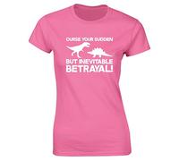Hippowarehouse Curse Your Sudden but Inevitable Betrayal! Womens Fitted Short Sleeve t-Shirt (Specific Size Guide in Description) Pink