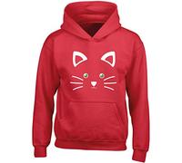 Hippowarehouse Cute Kitty Cat Face kids children's unisex Hoodie hooded top Red