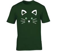 Hippowarehouse Cute Kitty Cat Face Unisex Short Sleeve t-Shirt (Specific Size Guide in Description) Forest Green