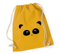 Hippowarehouse cute panda face Drawstring Cotton School Gym Bag 37cm x 46cm, 12 litres