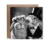 Hippowarehouse Cute rabbits bride and groom Personalised Card. 15cm x 15cm with envelope for him for her Funny Cards for Men and Women Blank inside option