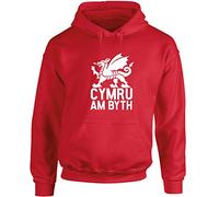 Hippowarehouse Cymru am Byth Wales Unisex Hoodie Hooded top (Specific Size Guide in Description)