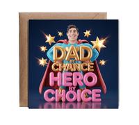 Hippowarehouse Dad By Chance Hero By Choice Personalised Card. 15cm x 15cm with envelope for him for her Funny Cards for Men and Women Blank inside option