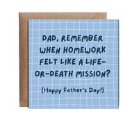 Hippowarehouse Dad, Remember when homework felt like a life-or-death mission Happy Father's Day Personalised Card. 15cm x 15cm with envelope for him for her Funny Cards for Men and Women Blank inside