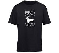 Hippowarehouse Daddy's Silly Sausage - Dog Dachshund Kids Children's Short Sleeve t-Shirt Black