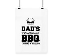 Hippowarehouse Dad's world famous bbq burger chilling 'n' grilling Poster A4 Wall Art Design Classroom Room Gym Office Décor