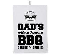 Hippowarehouse Dad's world famous bbq burger chilling 'n' grilling Tea Towel Eco Printed Dish Cloth Kitchen accessory 50cmx70cm 100% Cotton