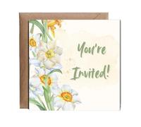 Hippowarehouse Daffodil you're invited Personalised Card. 15cm x 15cm with envelope for him for her Funny Cards for Men and Women Blank inside option