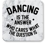 Hippowarehouse Dancing is the Answer Who Cares What the Question Is pack of 2 coasters gloss finish durable backing 9cm x 9cm