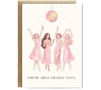 Hippowarehouse dancing under birthday lights happy birthday celebration best friend Personalised Card A5 with envelope for him for her Funny Cards for Men and Women Blank inside option