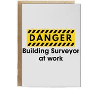 Hippowarehouse Danger Building Surveyor at work Birthday Card A5 Personalised with envelope for him for her Funny Cards for Men and Women Blank inside option
