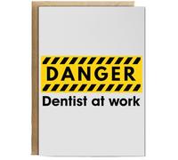 Hippowarehouse Danger Dentist at work Personalised Card A6 with envelope for him for her Funny Cards for Men and Women Blank inside option