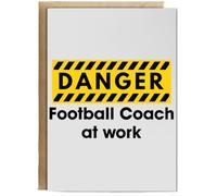Hippowarehouse Danger Football Coach at work Birthday Card A5 Personalised with envelope for him for her Funny Cards for Men and Women Blank inside option
