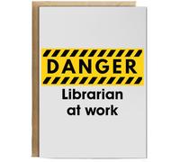 Hippowarehouse Danger Librarian at work Birthday Card A5 Personalised with envelope for him for her Funny Cards for Men and Women Blank inside option