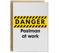Hippowarehouse Danger Postman at work Birthday Card A5 Personalised with envelope for him for her Funny Cards for Men and Women Blank inside option