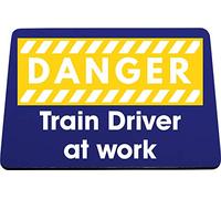Hippowarehouse Danger Train Driver at work printed mouse mat pad accessory black rubber base 240mm x 190mm x 60mm