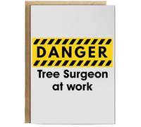 Hippowarehouse Danger Tree Surgeon at work Personalised Card A6 with envelope for him for her Funny Cards for Men and Women Blank inside option