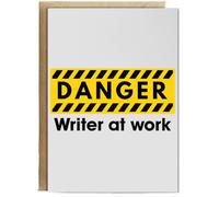 Hippowarehouse Danger Writer at work Birthday Card A5 Personalised with envelope for him for her Funny Cards for Men and Women Blank inside option