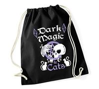 Hippowarehouse Dark Magic & Cats Witch Pastel Goth Drawstring Cotton School Gym Bag 37cm x 46cm, 12 litres