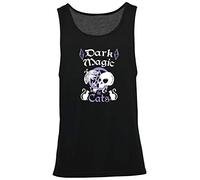 Hippowarehouse Dark Magic & Cats Witch Pastel Goth Vest Scoop Sleeve Unisex Tank top Black