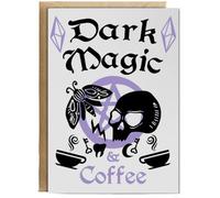 Hippowarehouse Dark Magic & Coffee Witch Pastel Goth Birthday Card A5 Personalised with envelope for him for her Funny Cards for Men and Women Blank inside option