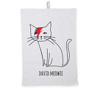 Hippowarehouse David Meowie Tea Towel Eco Printed Dish Cloth Kitchen accessory 50cmx70cm 100% Cotton