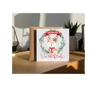 Hippowarehouse December 2025 Our little family's first Christmas Personalised Card. 15cm x 15cm with envelope for him for her Funny Cards for Men and Women Blank inside option