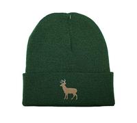 Hippowarehouse Deer Embroidered Beanie Hat Bottle Green