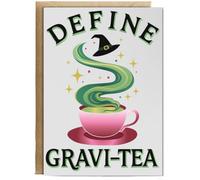 Hippowarehouse Defying gravi-tea Personalised Card A6 with envelope for him for her Funny Cards for Men and Women Blank inside option