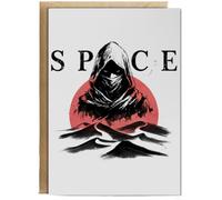 Hippowarehouse Desert Planet Sci Fi Inspired Hooded Blue Eyed Wanderer Graphic Personalised Card A6 with envelope for him for her Funny Cards for Men and Women Blank inside option