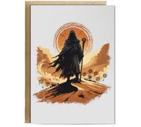 Hippowarehouse Desert Prophet Retro Sci Fi Illustration Desert Spice Legacy Personalised Card A6 with envelope for him for her Funny Cards for Men and Women Blank inside option