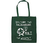 Hippowarehouse Destroy the patriarchy, not the planet Tote Shopping Gym Beach Bag 42cm x38cm, 10 litres