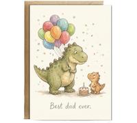 Hippowarehouse Dinosaur dad best dad ever balloons and cake Personalised Card A5 with envelope for him for her Funny Cards for Men and Women Blank inside option