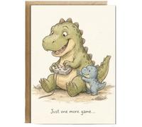 Hippowarehouse Dinosaur dad just one more game Personalised Card A6 with envelope for him for her Funny Cards for Men and Women Blank inside option