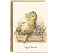Hippowarehouse Dinosaur dad king of the sofa Personalised Card A5 with envelope for him for her Funny Cards for Men and Women Blank inside option