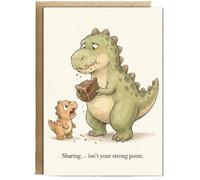 Hippowarehouse Dinosaur dad sharing isnt your strong point Personalised Card A6 with envelope for him for her Funny Cards for Men and Women Blank inside option