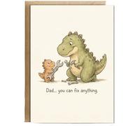 Hippowarehouse Dinosaur dad you can fix anything Personalised Card A6 with envelope for him for her Funny Cards for Men and Women Blank inside option