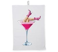 Hippowarehouse Dirty Martini Cocktail cowboy boots Tea Towel Eco Printed Dish Cloth Kitchen accessory 50cmx70cm 100% Cotton