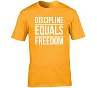 Hippowarehouse Discipline Equals Freedom Unisex Short Sleeve t-Shirt (Specific Size Guide in Description) Gold