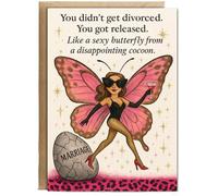 Hippowarehouse Divorce Sexy butterfly from a dissappointing cacoon Personalised Card A6 with envelope for him for her Funny Cards for Men and Women Blank inside option