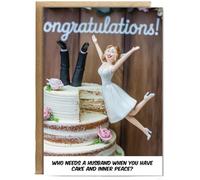 Hippowarehouse Divorce who needs a husband Personalised Card A6 with envelope for him for her Funny Cards for Men and Women Blank inside option