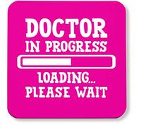 Hippowarehouse Doctor in progress loading? please wait printed coaster gloss finish durable backing 9cm x 9cm 2 pack