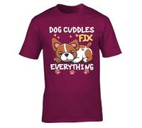 Hippowarehouse Dog Cuddles Fix Everything Gift for Him Her Daughter Son Dad Mum Unisex Short Sleeve t-Shirt