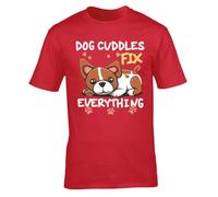 Hippowarehouse Dog Cuddles Fix Everything Gift for Him Her Daughter Son Dad Mum Unisex Short Sleeve t-Shirt