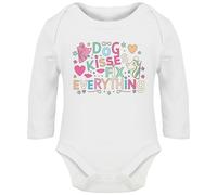 Hippowarehouse Dog Kisses Fix Everything Gift For Him Her Daughter Son Dad Mum baby vest bodysuit (long sleeve) boys girls