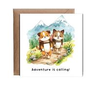 Hippowarehouse Dogs Adventure is calling Personalised Card. 15cm x 15cm with envelope for him for her Funny Cards for Men and Women Blank inside option