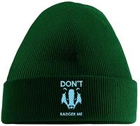 Hippowarehouse Don't Badger Me Embroidered Beanie Hat Green with Baby Blue Stitch
