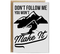 Hippowarehouse Don't Follow Me You Won't Make It Ski Personalised Card A6 with envelope for him for her Funny Cards for Men and Women Blank inside option