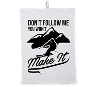 Hippowarehouse Don't Follow Me You Won't Make It Ski Tea Towel Eco Printed Dish Cloth Kitchen accessory 50cmx70cm 100% Cotton
